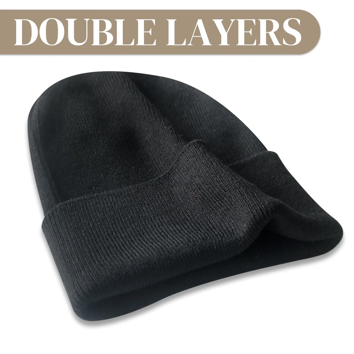 PFFY 2 gorros de invierno de punto acrílico con puños lisos, gorros de calavera, regalos para hombres y mujeres