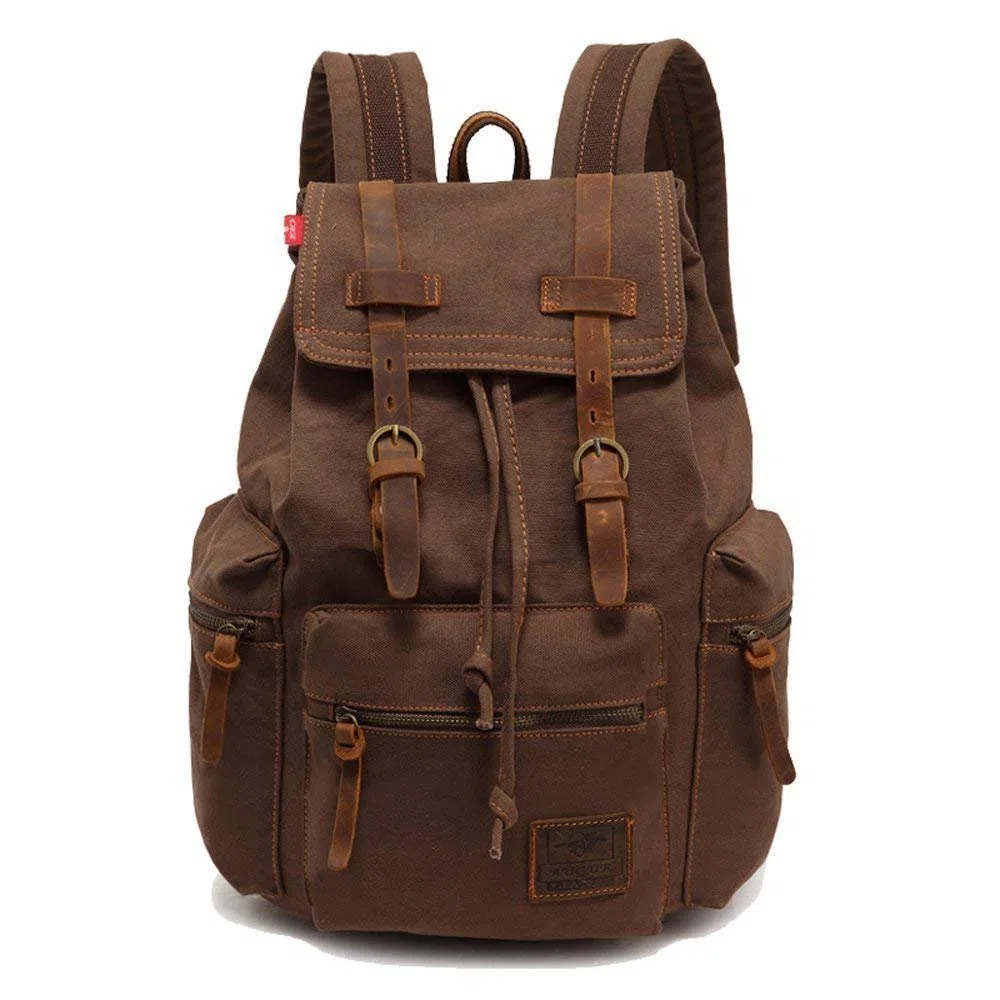 School College Rucksack, Casual Leather Backpack,Vintage Canvas Rucksack, Laptop Backpack,Travel Outdoor Shouder Bag,Travel Hiking Casual Daypack for Men Women