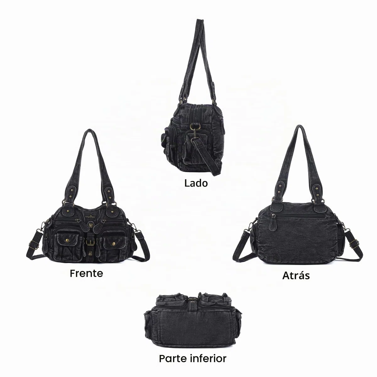 Angel Kiss Bolso Bandolera Mujer Tote Bag PU Cuero Versátil con Múltiples Bolsillos y Cremallera,Ideal para Trabajo, Compras, Viajes,Escuela y Ocasiones Casuales