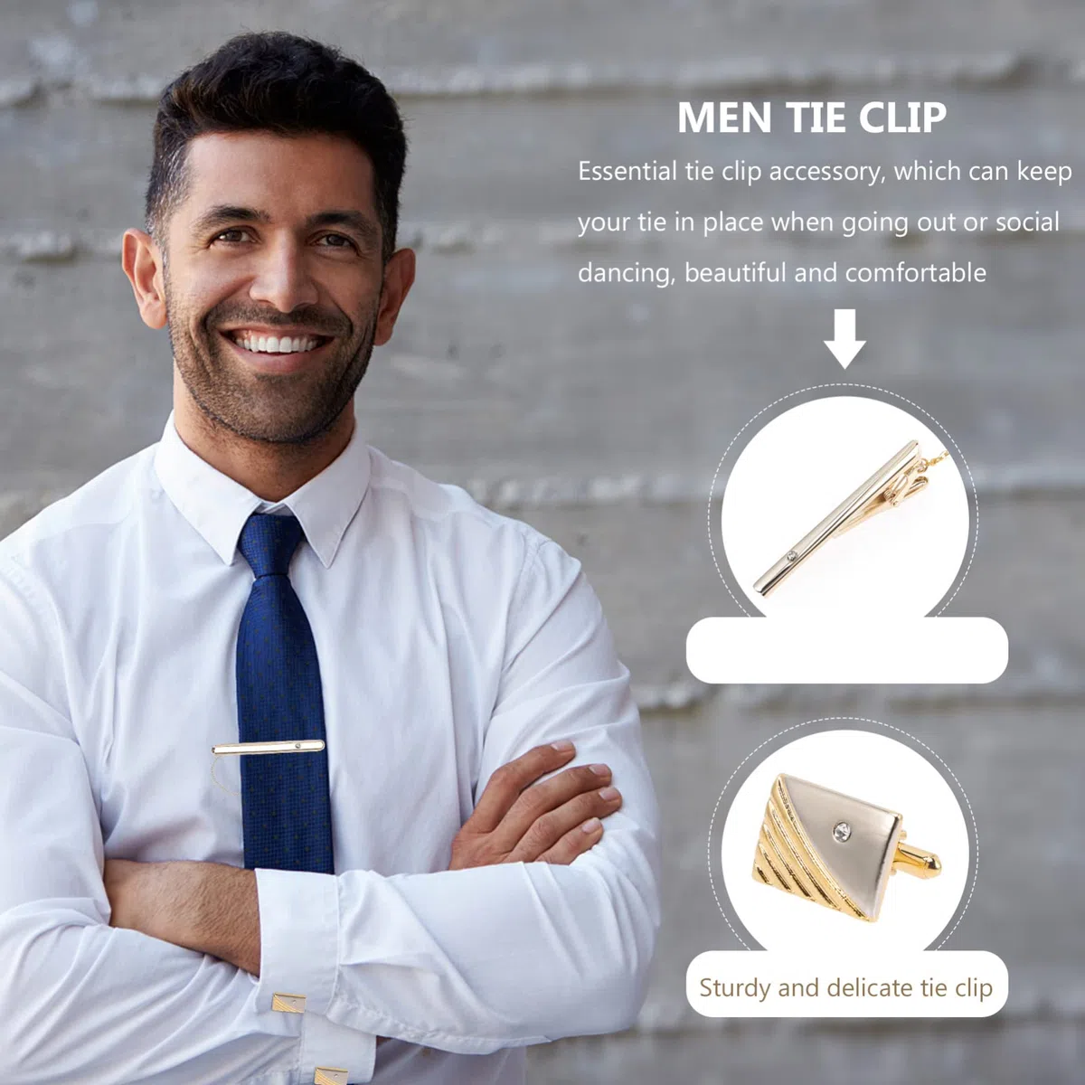 PACKOVE gemelos con clip de corbata clip de corbata de oro atar barra de corbata para camisa traje pisacorbatas hombre gemelos para hombres clip de barra de corbata aleación Golden
