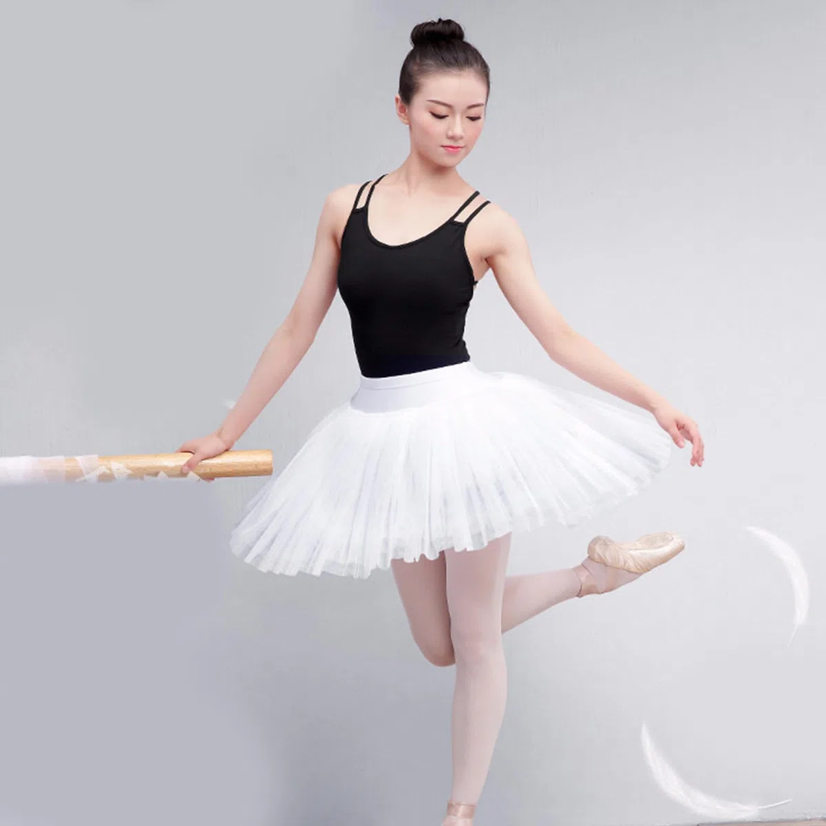 Falda tutú de tul con cintura elástica de 7 capas, falda de ballet para panqueques, bragas integradas para entusiastas del cosplay, falda tutú de panqueques, blanco, S