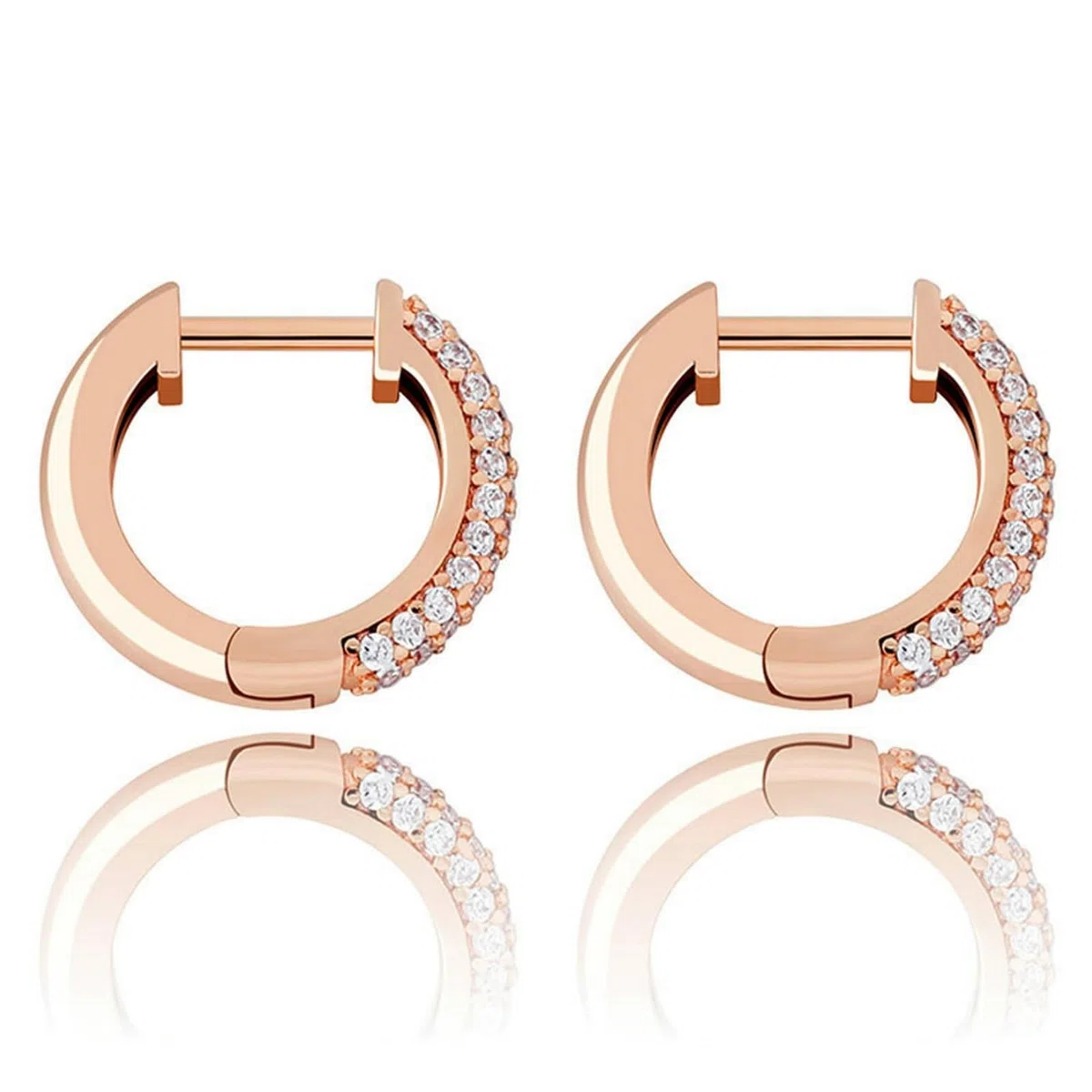 HMJGDHX Pendientes de aro de Plata de Ley con circonita Redonda Estilo Hip Hop, diseño Bling, círculo con bisagras para Regalos Unisex para Uso Diario