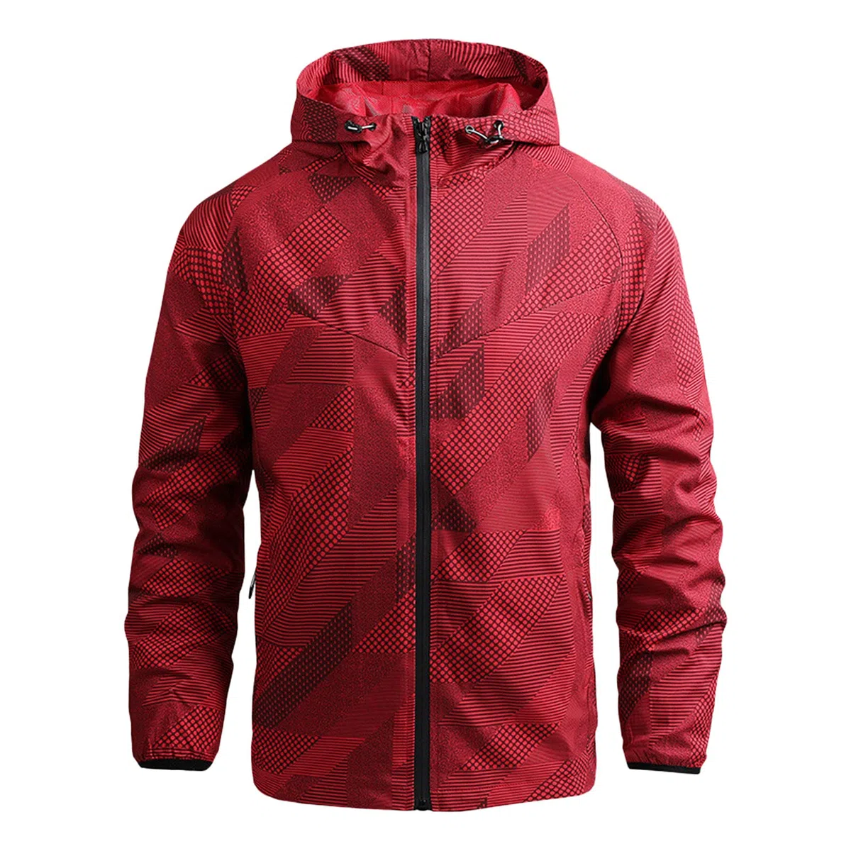 Chaqueta de entrenamiento para hombre, fina, chubasquero para hombre, transpirable, ligera, bolsillos con cremallera, chaqueta de entretiempo, chaqueta estampada, parte superior deportiva, informal