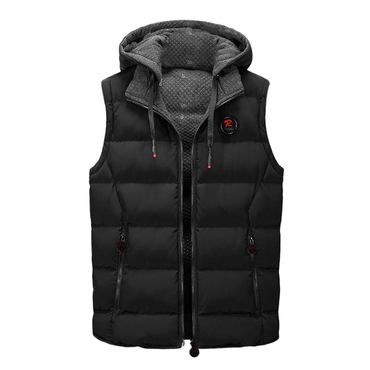Chaleco acolchado con capucha para hombre, chaleco de forro polar doble cálido, chaqueta acolchada sin mangas con capucha, chaleco cálido de invierno para hombre, chaleco acolchado acogedor para uso
