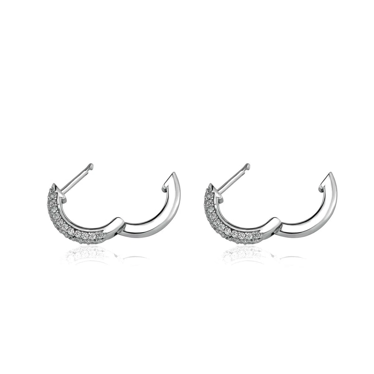 HMJGDHX Pendientes de aro de Plata de Ley con circonita Redonda Estilo Hip Hop, diseño Bling, círculo con bisagras para Regalos Unisex para Uso Diario