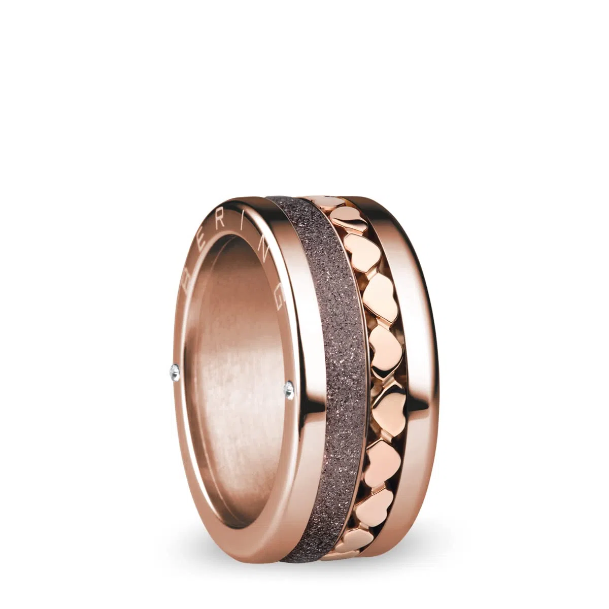 BERING Arctic Symphony Collection Rhine 9 Anillo para mujer de acero inoxidable con acabado en plateado brillante