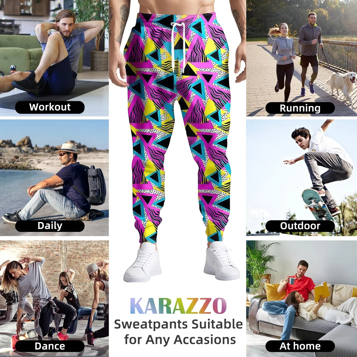 Pantalones Deportivos para Hombre de los años 80 y 90, Divertidos, para Entrenamiento, Correr, Estilo Retro, con Bolsillos, Púrpura, XXL