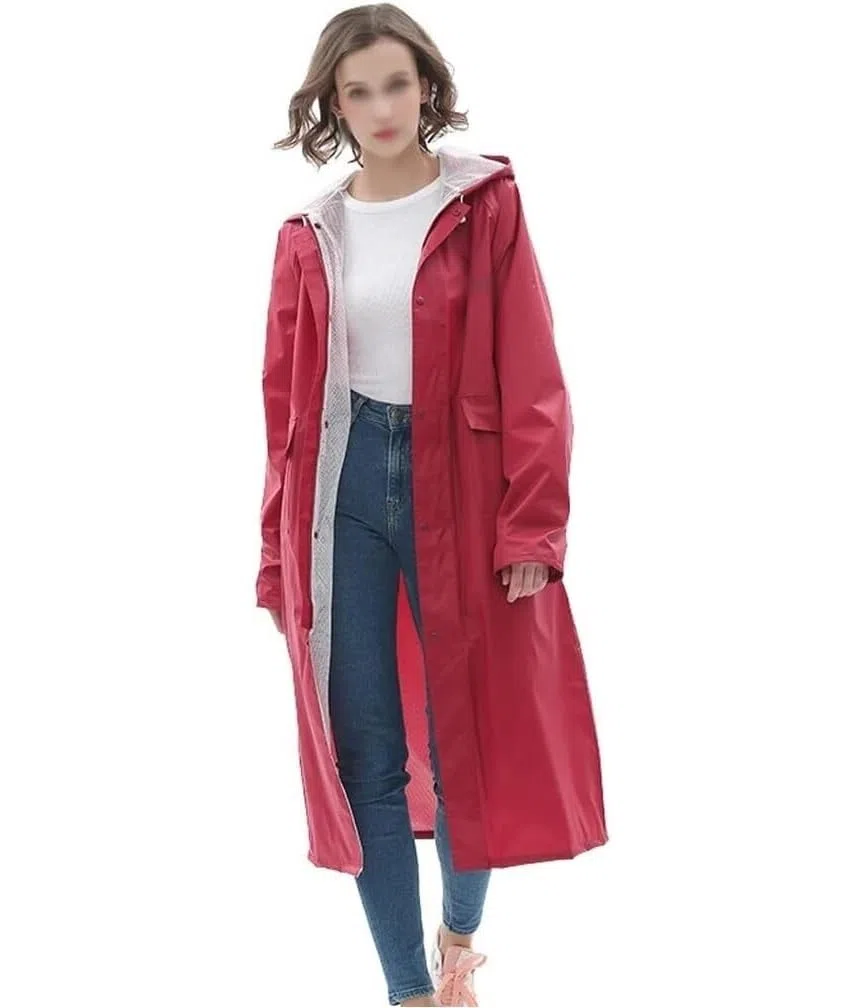 RUVOO Chubasquero Chaqueta de Lluvia Impermeable Chubasquero Largo De Doble Capa para Hombre Y Mujer, Chubasquero con Capucha para Montañismo Al Aire Libre Poncho de Lluvia (Color : Rot, Size : 4XL)