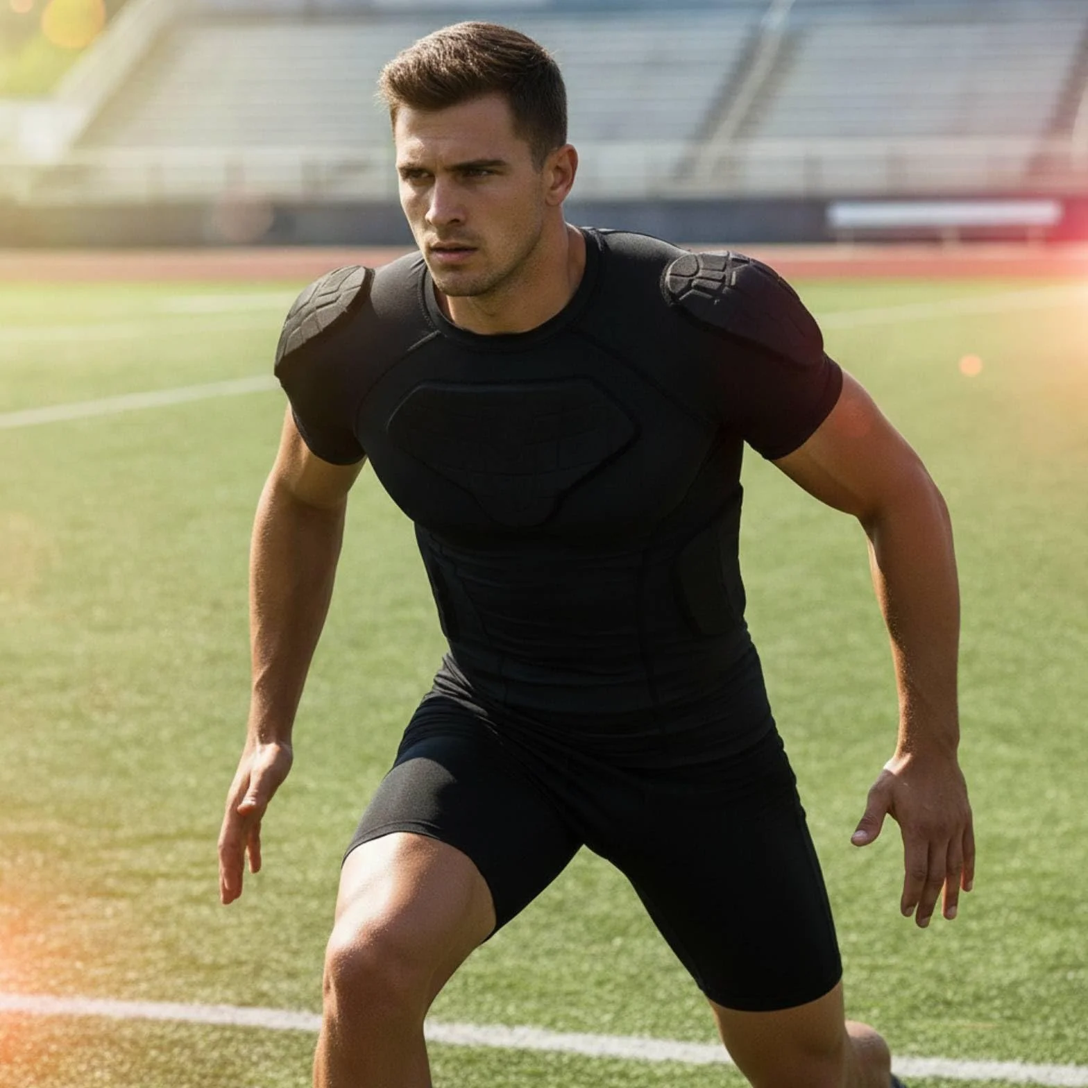 Camiseta Compresión Acolchada Cómoda Camiseta con Protección Acolchada Estable Indumentaria Deportiva para Deportistas
