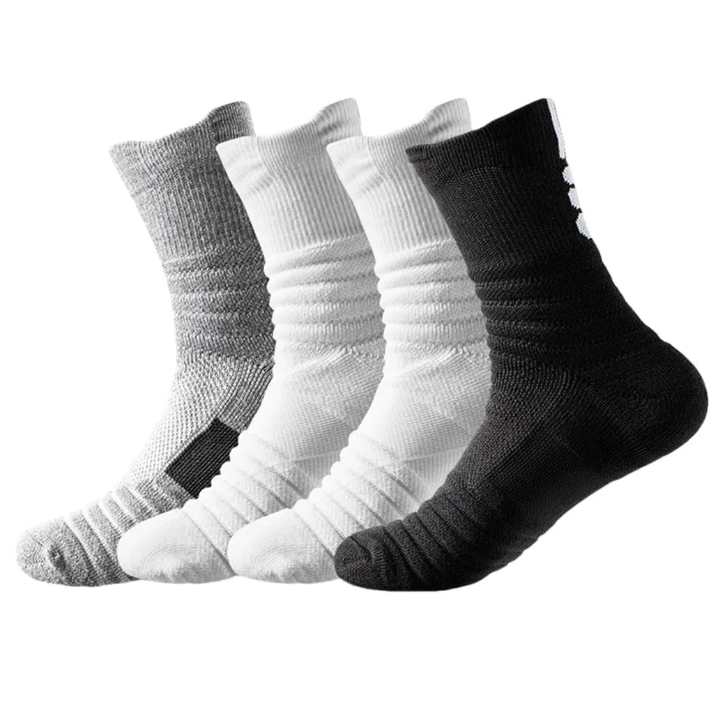Dninmim 4 pares/lote Calcetines altos para hombre, calcetines deportivos transpirables para correr, ciclismo, algodón, calcetines cálidos de invierno