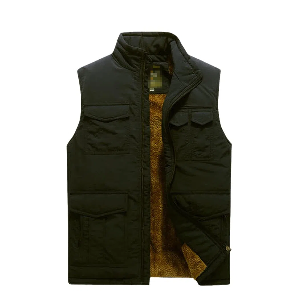 Espesar el chaleco impermeable del invierno del vellón, para hombre multi bolsillos primavera otoño chaleco, fotógrafo chaqueta sin mangas