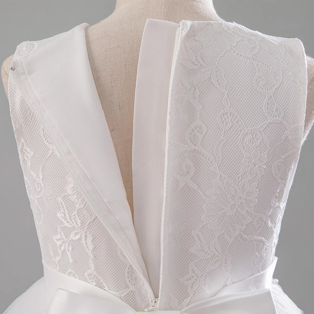 IMEKIS Vestido de dama de honor para niña, sin mangas, bordado floral, de encaje, vestido de tul, elegante, para cumpleaños, fiesta, primera comunión, vestido de fiesta