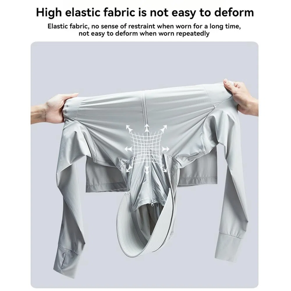 SPF50 Ice Silk Protector solar para hombre, camisas de protección contra erupciones de pesca, camisas de verano con protección solar ligera, abrigo de piel