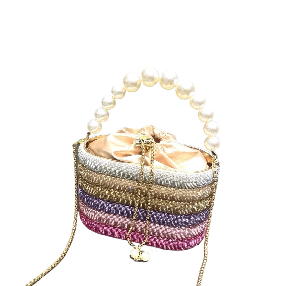 Bolso de mano de noche con diamantes de imitación, bolso de mano, bolso de hombro, bolso de mano de cristal brillante, bolso tipo cubo Para Boda Novia Banquete