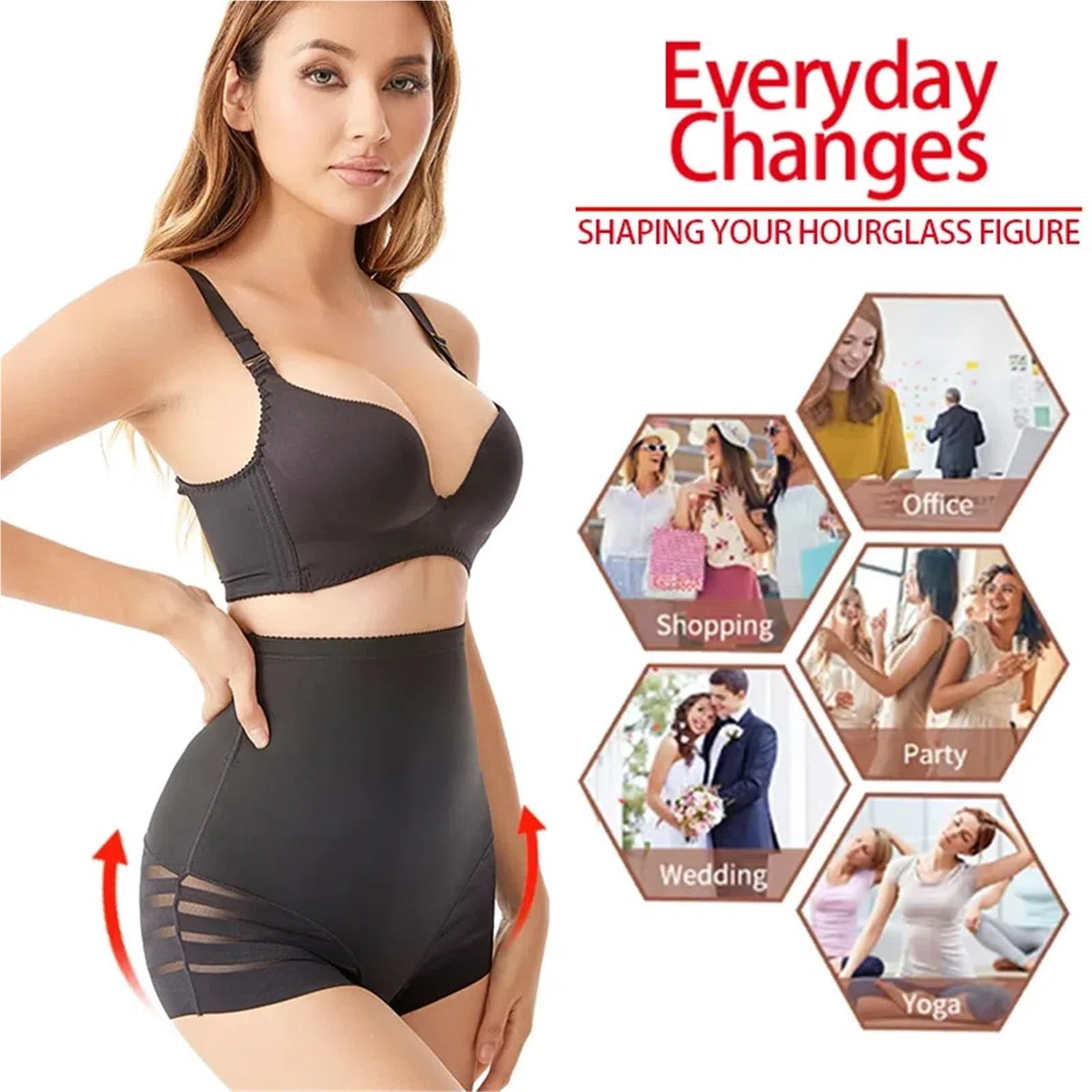 Faja Reductora Mujer Adelgazante Bragas Moldeadoras De Encaje con Tiras For Mujer, Sin Costuras, De Cintura Alta, Moldeadoras De Glúteos(Nude,XL)