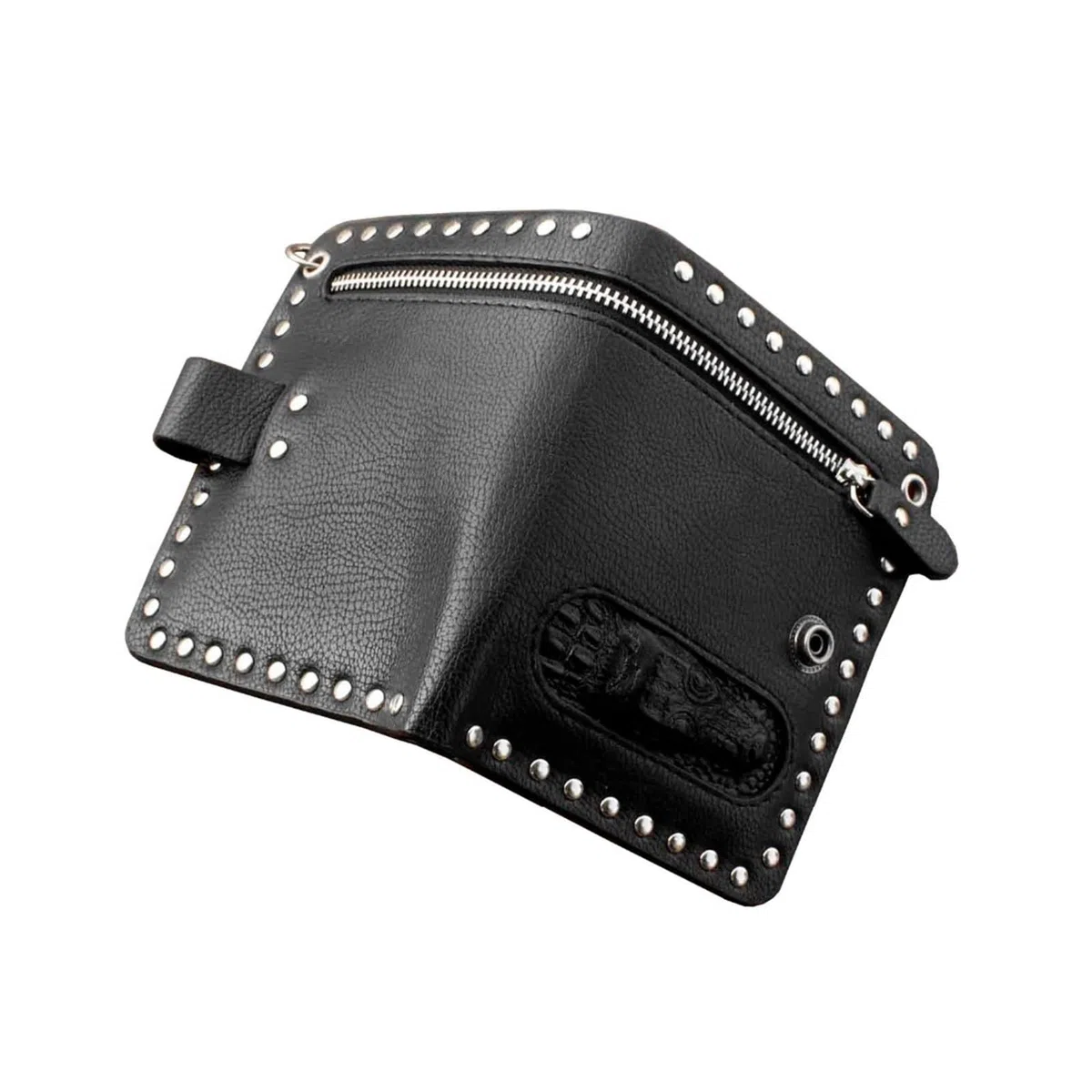 Cartera con Cadena para Hombre Cartera de Cuero Negra Plegable con Cadena for Hombre, Estilo Motero, Punk, gótico