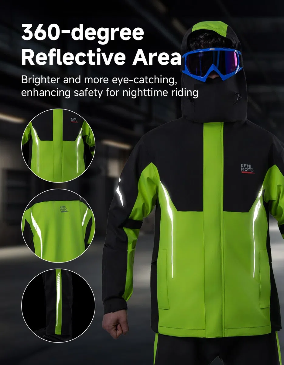 KEMIMOTO Traje de lluvia para hombre y mujer, 100% impermeable, transpirable, resistente al viento, chubasquero para camping, senderismo, viajes, ciclismo