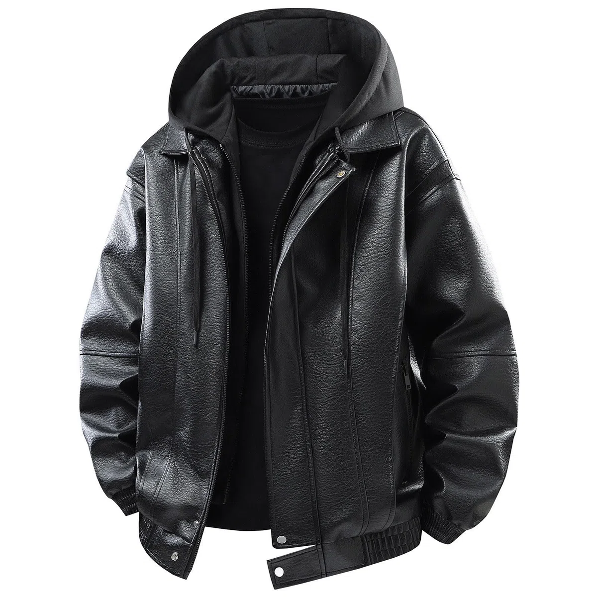 Chaqueta de piel para hombre, chaqueta de motorista con cremallera, clásica, vintage, de piel sintética, Rockabilly, motero, estilo rockero, punk, para el tiempo libre, chaqueta de rockero