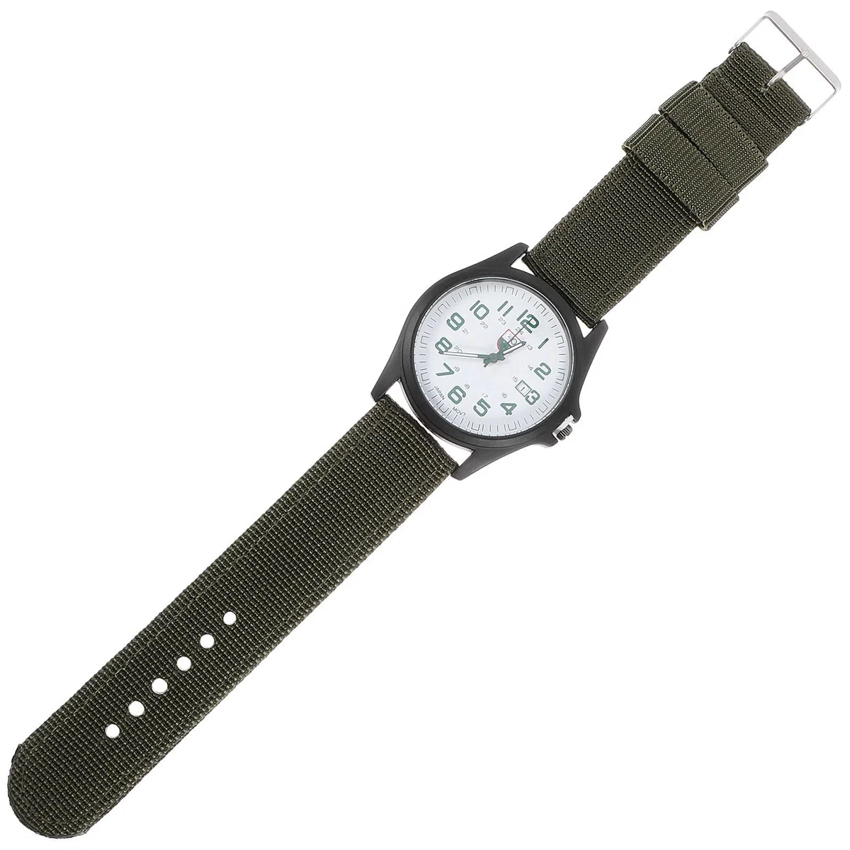 Reloj de Cuarzo Calendario Correa de Nylon Verde para Hombre Diseño Creativo y Superficie Lisa, Reloj de Pulsera Adecuado para Uso Diario