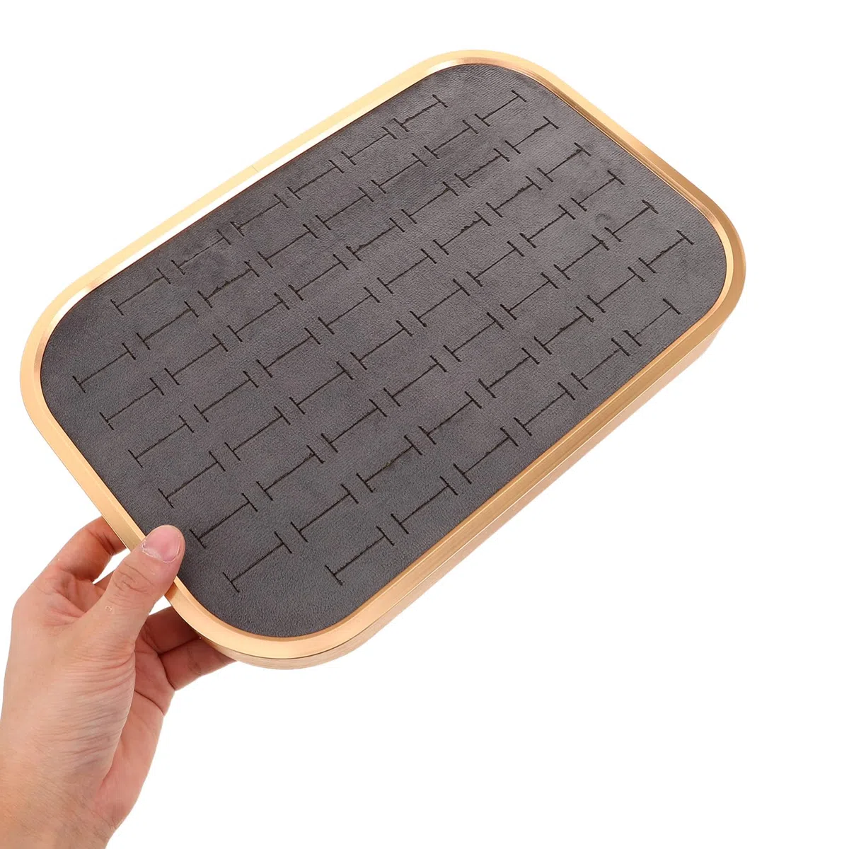 UKCOCO Bandeja de Terciopelo para Guardar Joyas Compartimentos Organizador Rectangular para Exhibir Anillos Aretes y Collares Bandeja para Exhibir Anillos para Mujeres