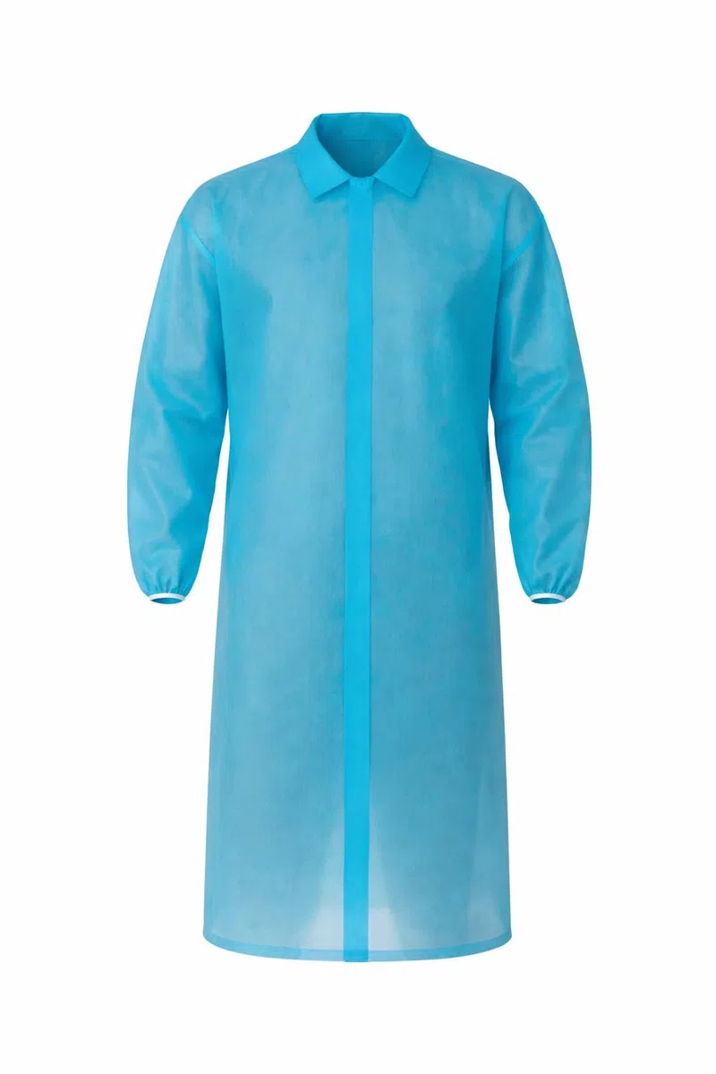 Pack 100 unidades batas Desechable de Polipropileno 35 g/m² Talla L – Manga Larga Tipo Raglán, Cuello Camisa, Cierre con cierre de contacto - 100 Unidades