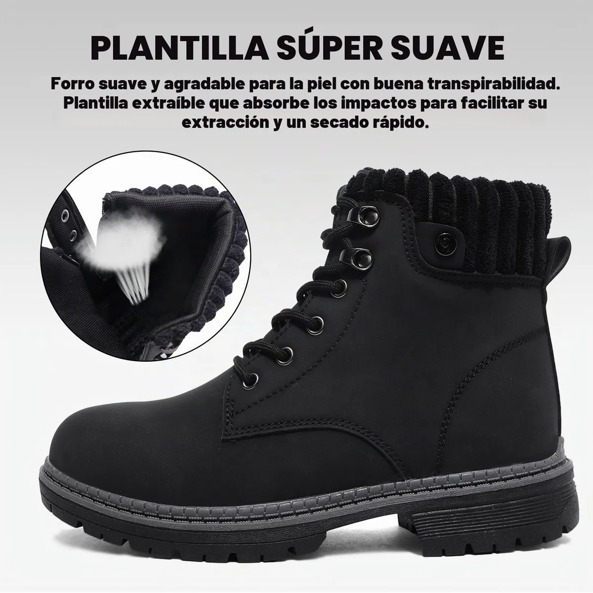 Mujeres Senderismo Nieve Invierno Botas Impermeables Botines de Nieve Senderismo Botas Calientes Fur Forro Boots Outdoor Antideslizantes Trekking Zapatos Negro 38EU