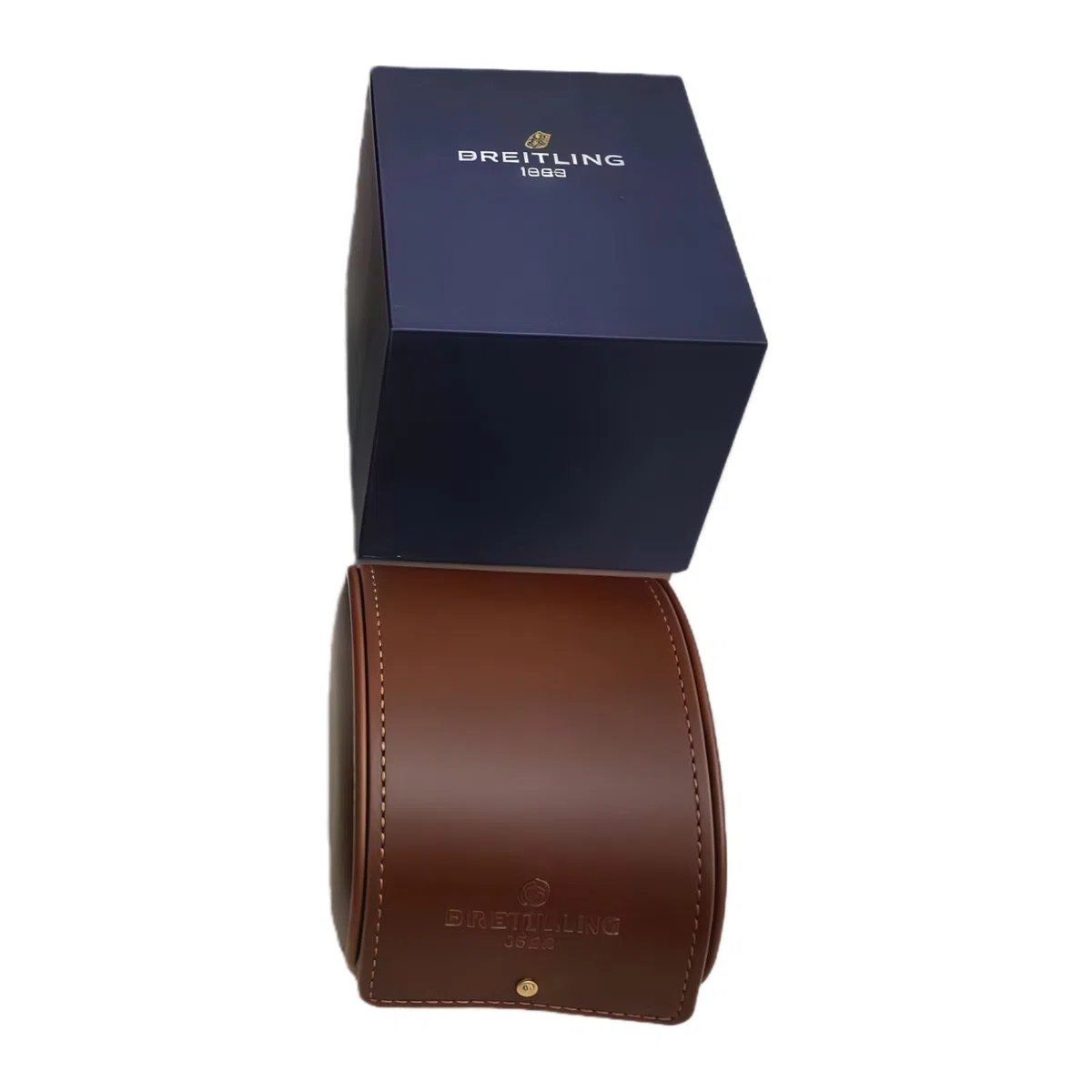 Set Presentación Reloj Caja Exterior Azul Rollo Viaje Cuero Marrón Inserto Extraíble Almacenamiento para Breitling