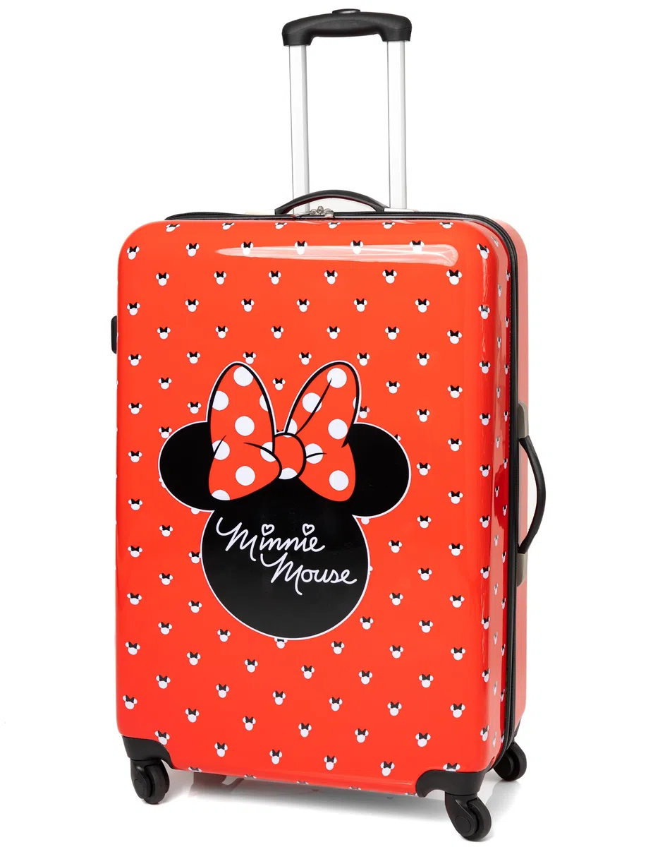 Disney Maleta Minnie Mouse para Adultos y niños | Cabina Opciones Pequeña, Mediana O Grande Bolsa de Equipaje | Mujer Niñas Rojo Tapa Dura Carro De Viaje De Mano