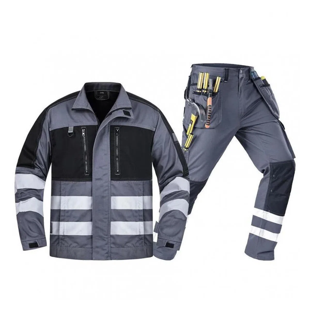 Pantalones de Trabajo Hombre Ropa de Trabajo Seguridad Reflectante Resistente al Desgaste for máquinas Taller