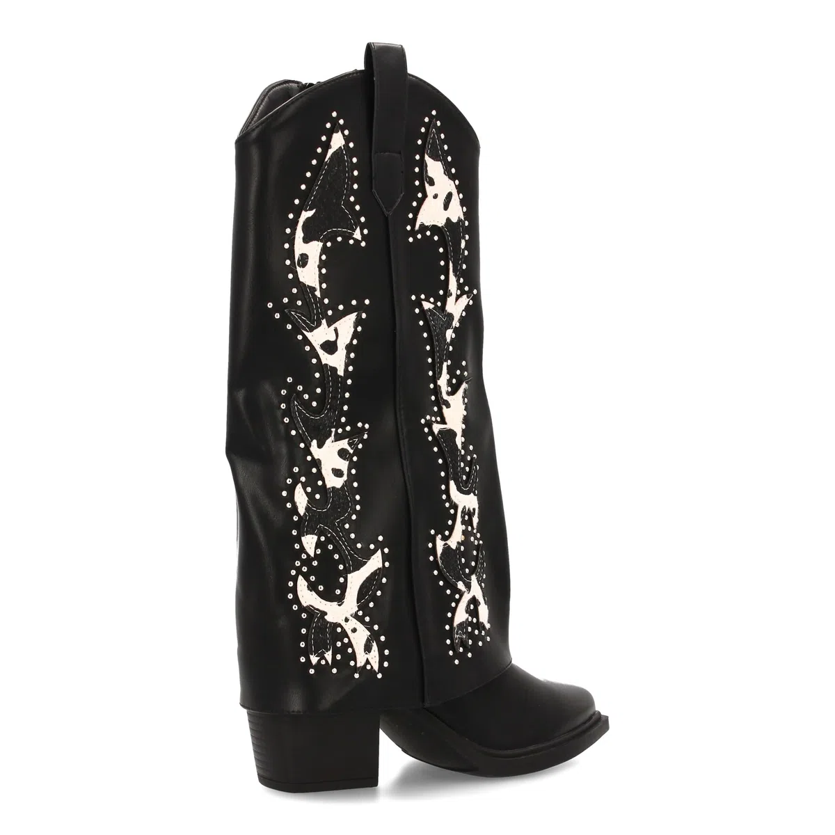 Bota Cowboy para Mujer con Estampados de Animal Print y Tachuelas Diseno Llamativo y Elegante. Ideal Otono Invierno.