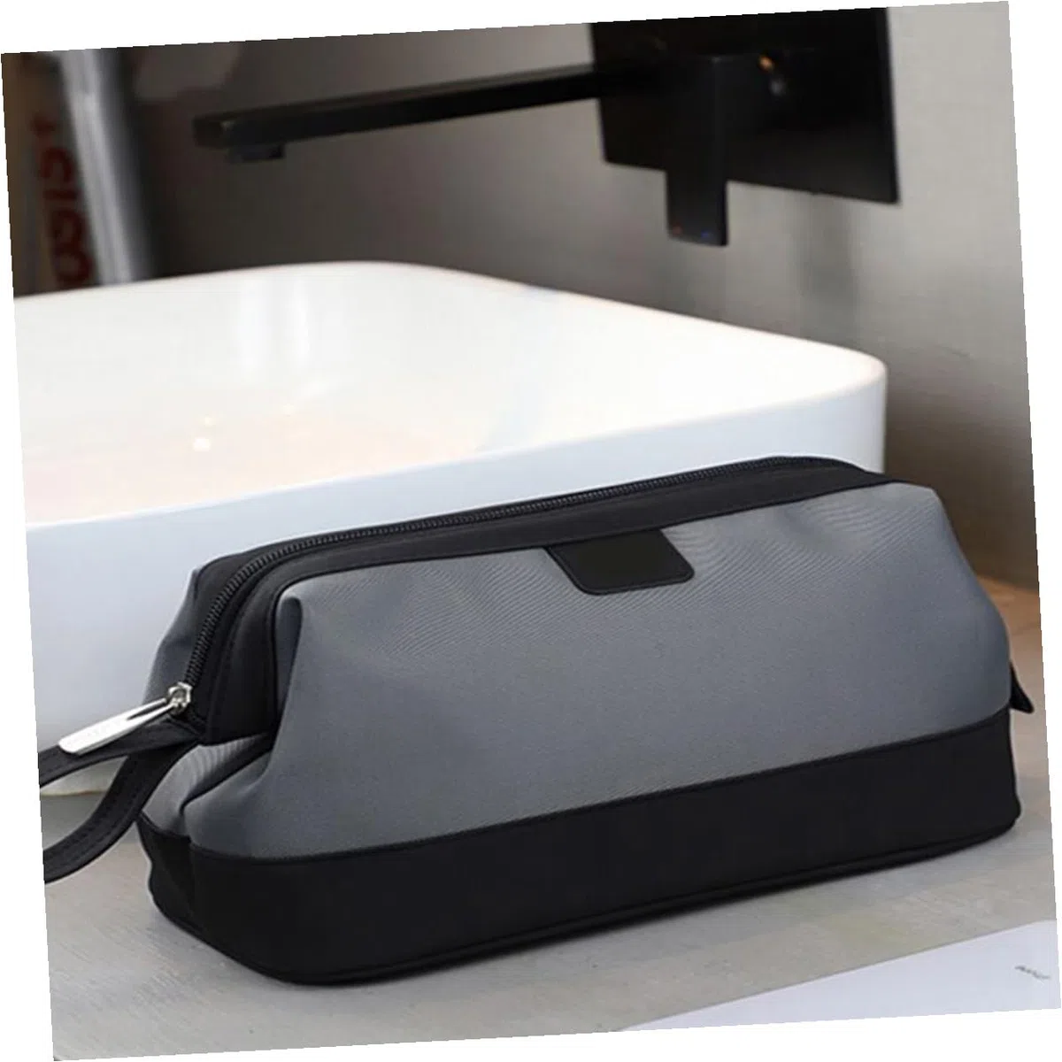 Bolsa Neceser Hombre Multifuncional con Gran Capacidad para Viaje y Almacenamiento Cosméticos Portátil Gris