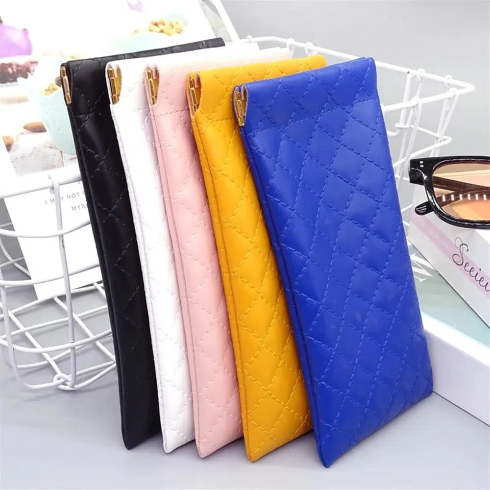2/4/6 bolsas de piel sintética para gafas de sol, bolsa de almacenamiento de lápices labiales suaves portátiles de alta calidad impermeable (negro, 6 piezas), Negro, Talla única