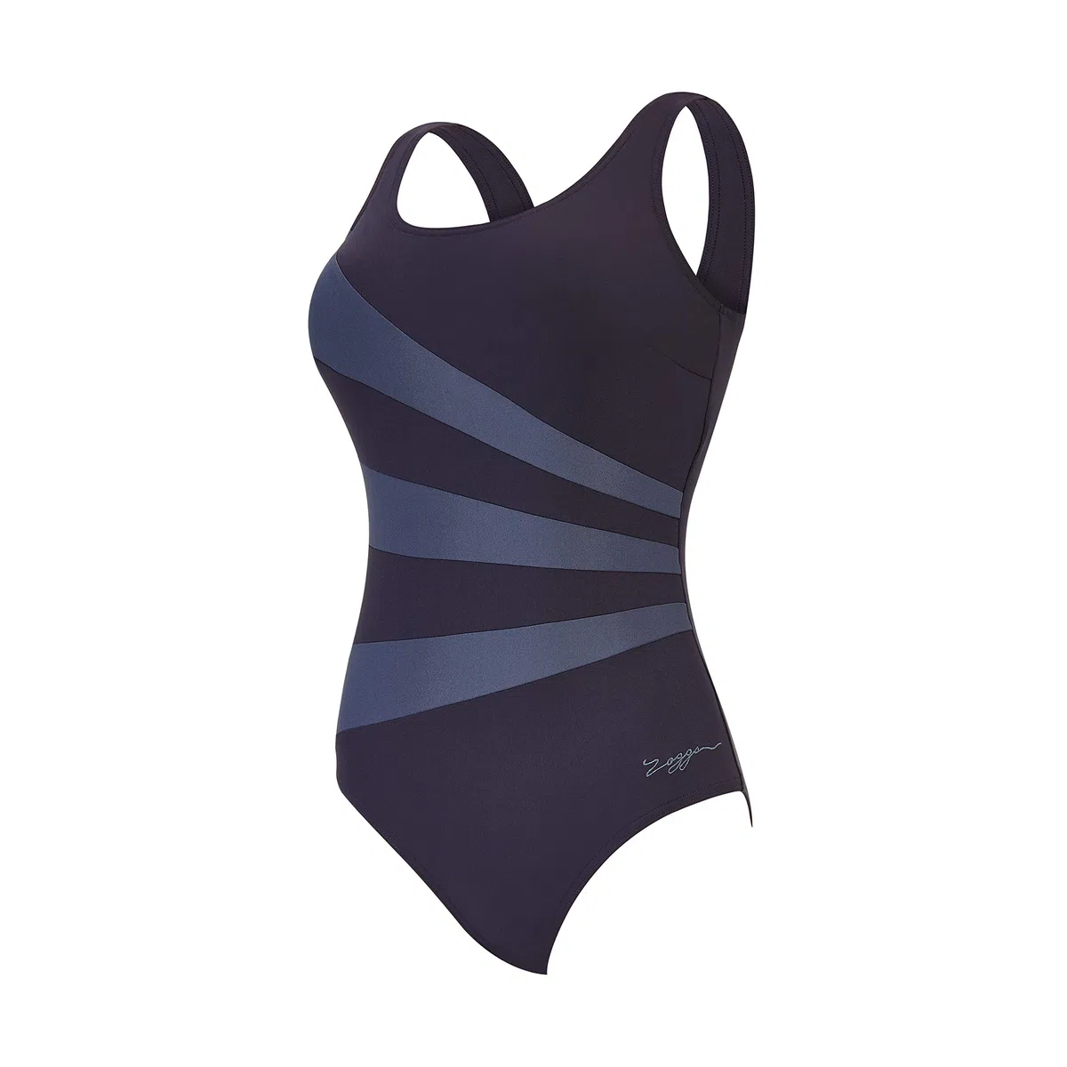Zoggs Sandon Scoopback Bañador de Mujer – Bañador Reductor Vientre Plano, Copas de Espuma Fijas, Corte de Pierna Medio