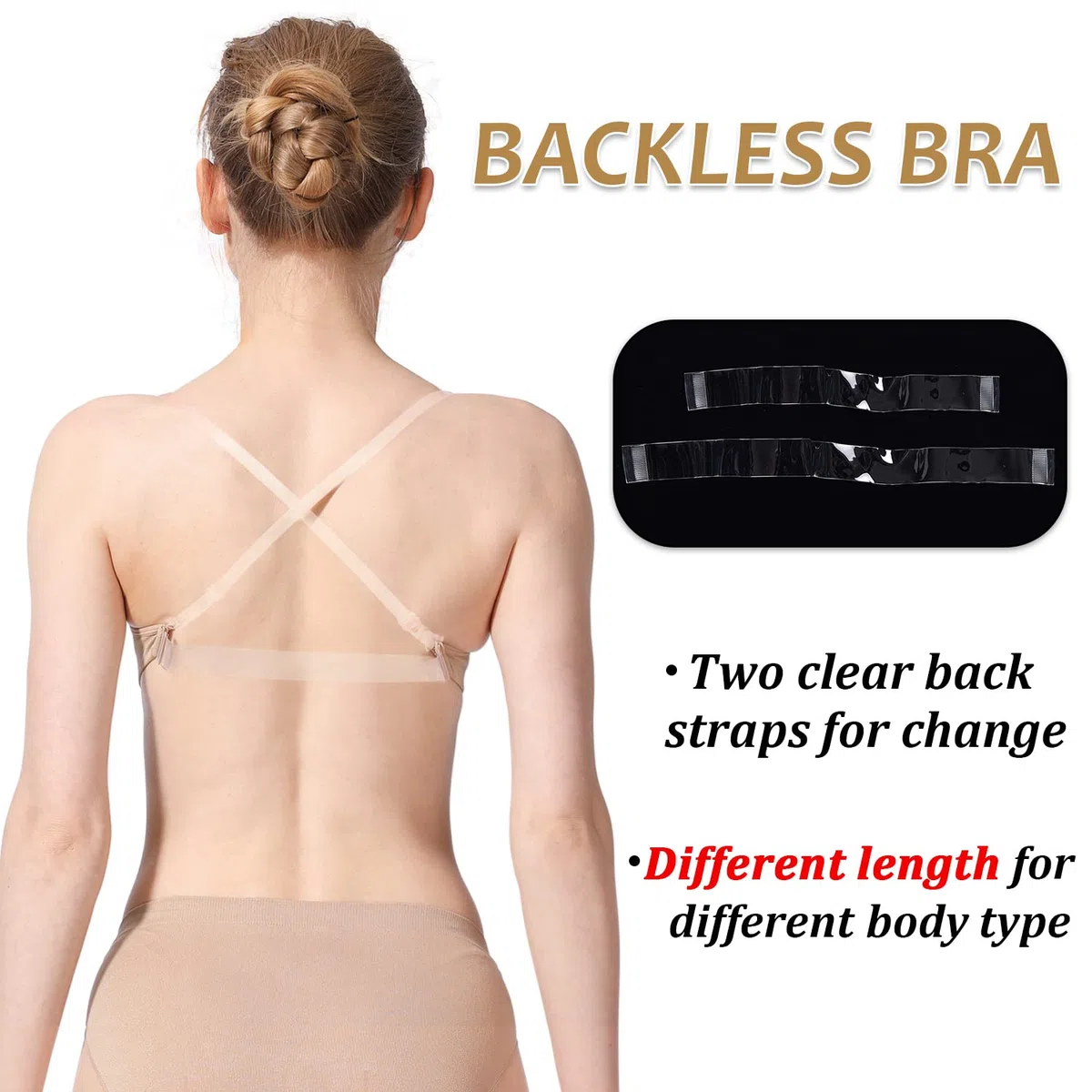 MOLLDAN Brasier profesional de ballet para mujeres y niñas, sin costuras, con correas transparentes ajustables, sin esponja