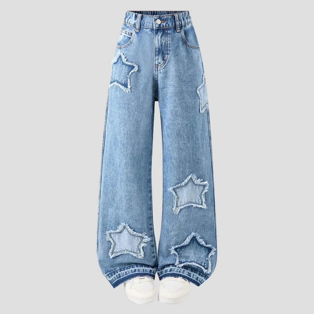 Vaqueros elásticos para niño Lavable y fácil cuidado Vaqueros de pierna recta Lavado clásico duradero Jeans estilo Y2K Apto para uso escolar Corte amplio sin apretar Calidez y transpirabilidad