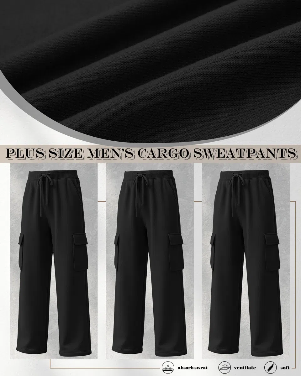 Pantalones de chándal para hombre, con bolsillos abiertos y cordón de ajuste (3 unidades)