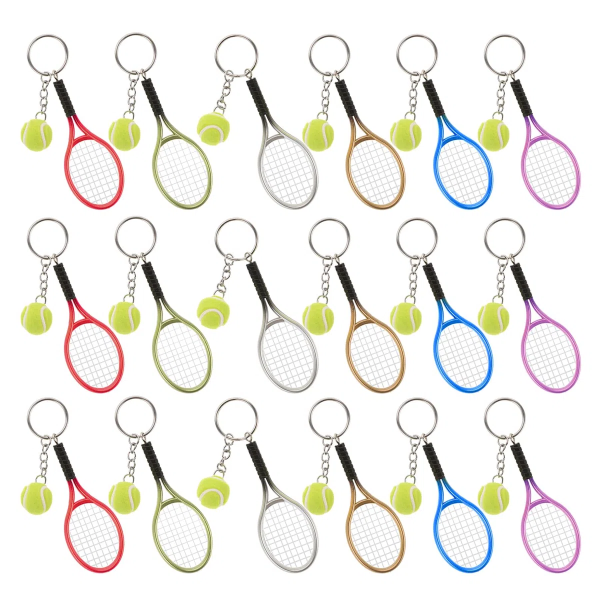 18 Piezas Llavero Raqueta Tenis Colgantes Deportivos Coloridos Mini Accesorios para Fans y Regalos Portátiles