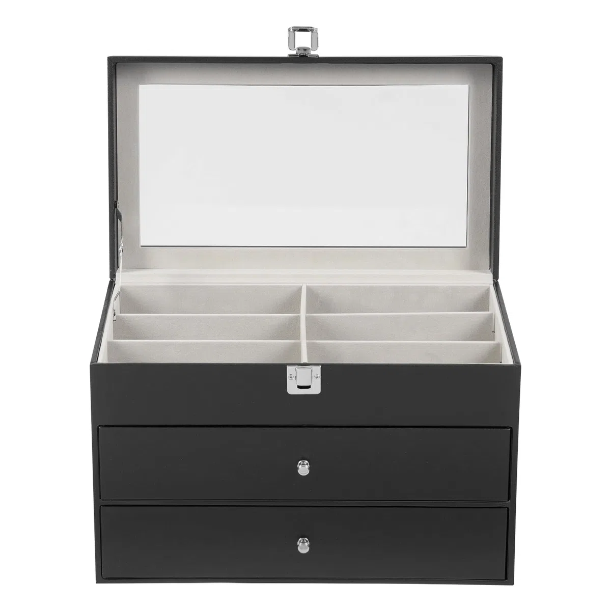 Caja de almacenamiento para gafas de sol, estuche con cerradura, gafas de sol con tapa de cristal, para guardar 12 relojes y 12 gafas de sol