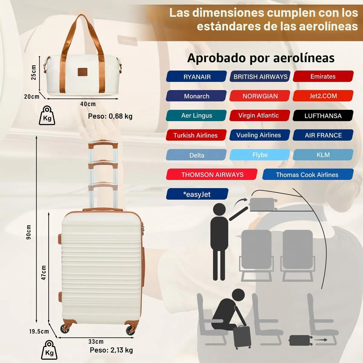 COOLIFE Juego Maletas 6 Piezas 16''20''24''28'',268L ABS+PC, Cerradura TSA | 4 Maletas, Bolsa de Viaje Expandible & Bolsa de Aseo – Ideal para Viajes en Familia, Vacaciones Largas & Solución Completa
