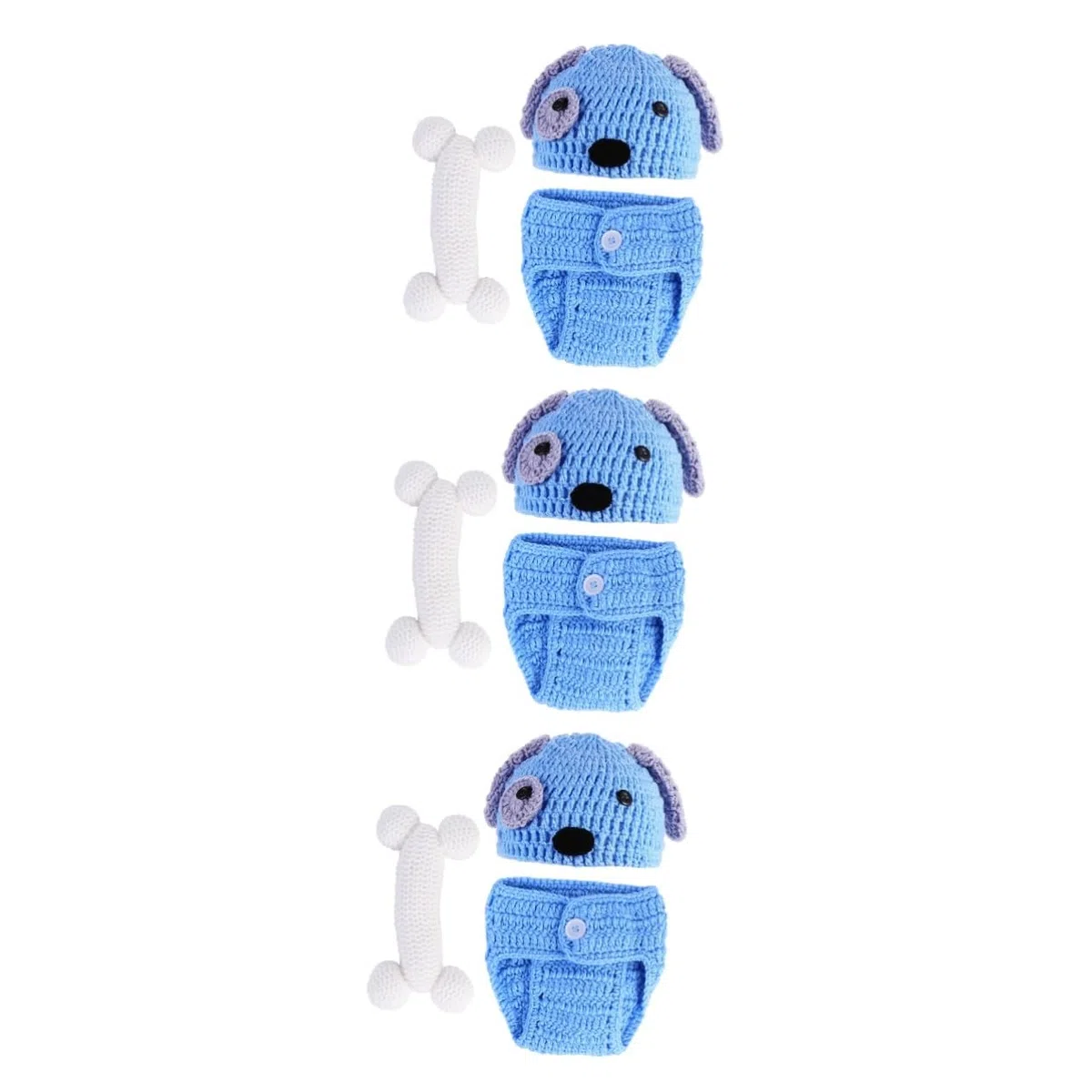Ropa De Modelado Para Cachorros Para Fotografía De Bebés Azul Accesorios De Recién Nacido Conjunto De Ropa De Punto Gorro Pantalones Cortos