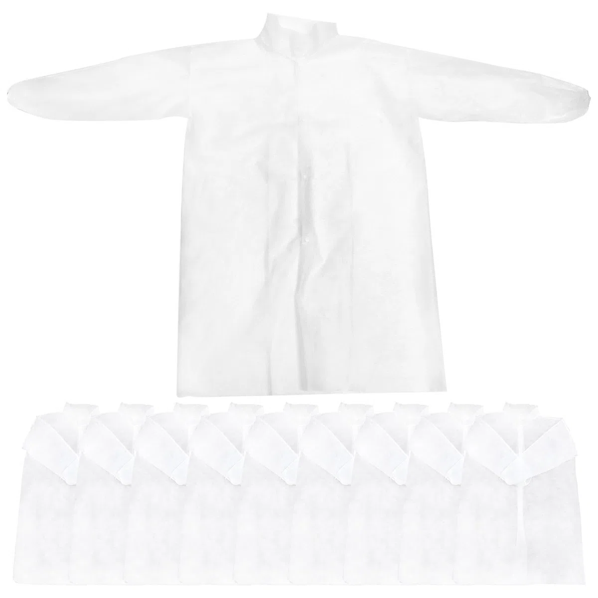 Bata de Laboratorio Desechable de Tela No Tejida para Laboratorios, 10 Piezas, Fácil de Poner y Quitar, Protección Cómoda y Transpirable Varios Estilos