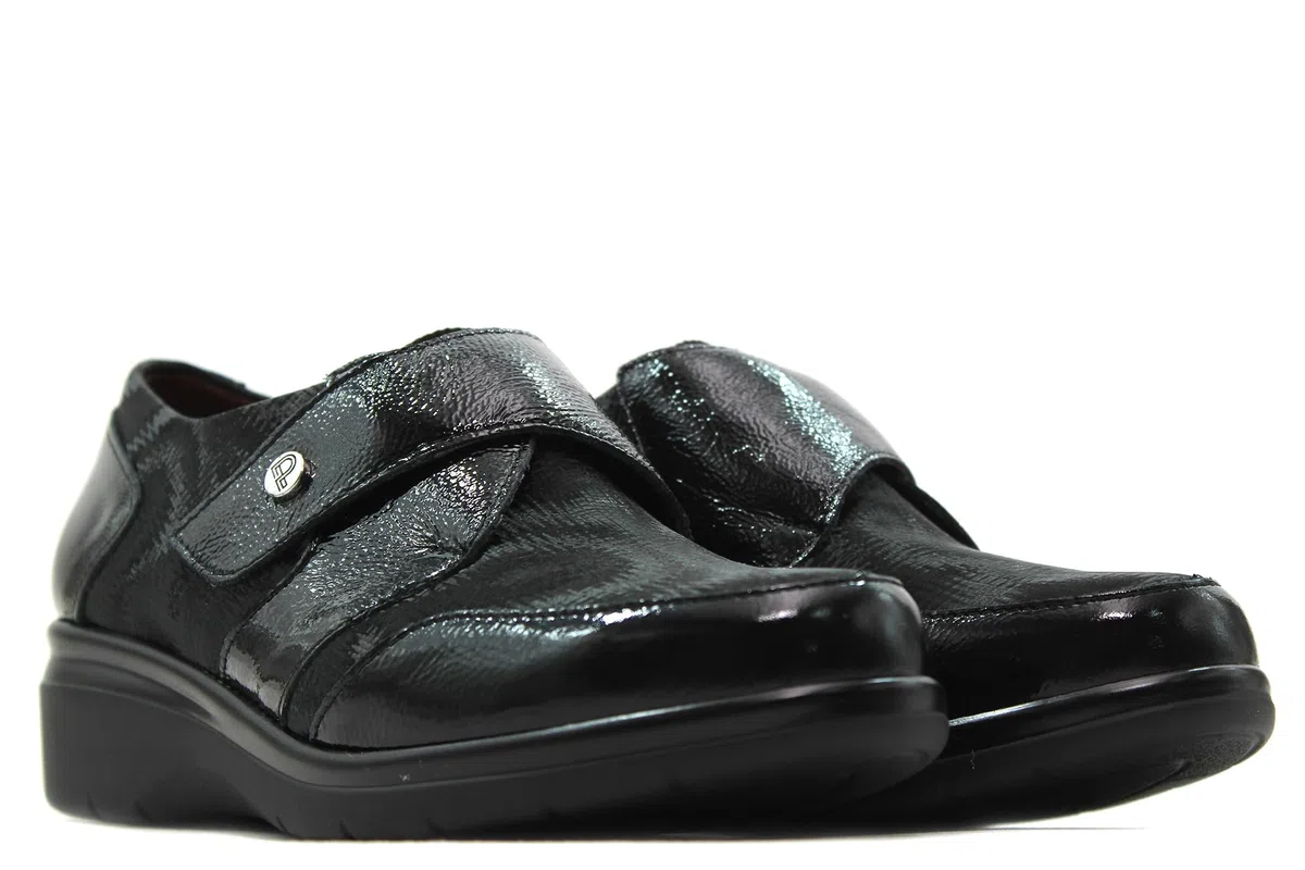 PITILLOS - Blucher,mocasín,Zapato con Tira adesiva,Casual,Piel y Tela,Plantilla Extraible,Deportivo,Sneaker para: Mujer Color: Negro Talla:36