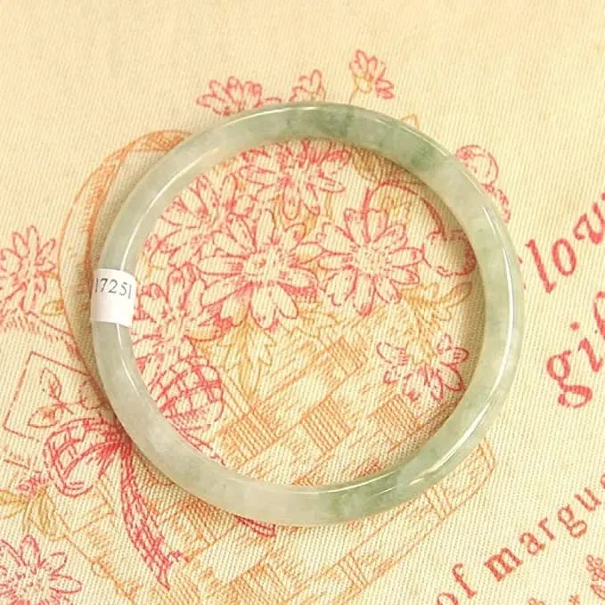 Brazalete de Jade Natural de Grado A, Verde Claro, con Barra Redonda Fina, para Buena Suerte, con joyero, 54-64 mm, un Solo Color, 64 mm(Un color-64 mm