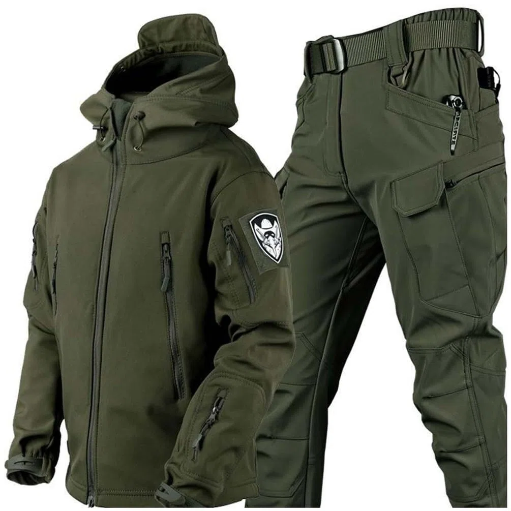 Uniformes TáCticos para Hombres, Militar Impermeable Traje de Combate del EjéRcito Conjuntos, Exterior Piel de Tiburon Traje CáLido, Ropa de Caza,D,XL