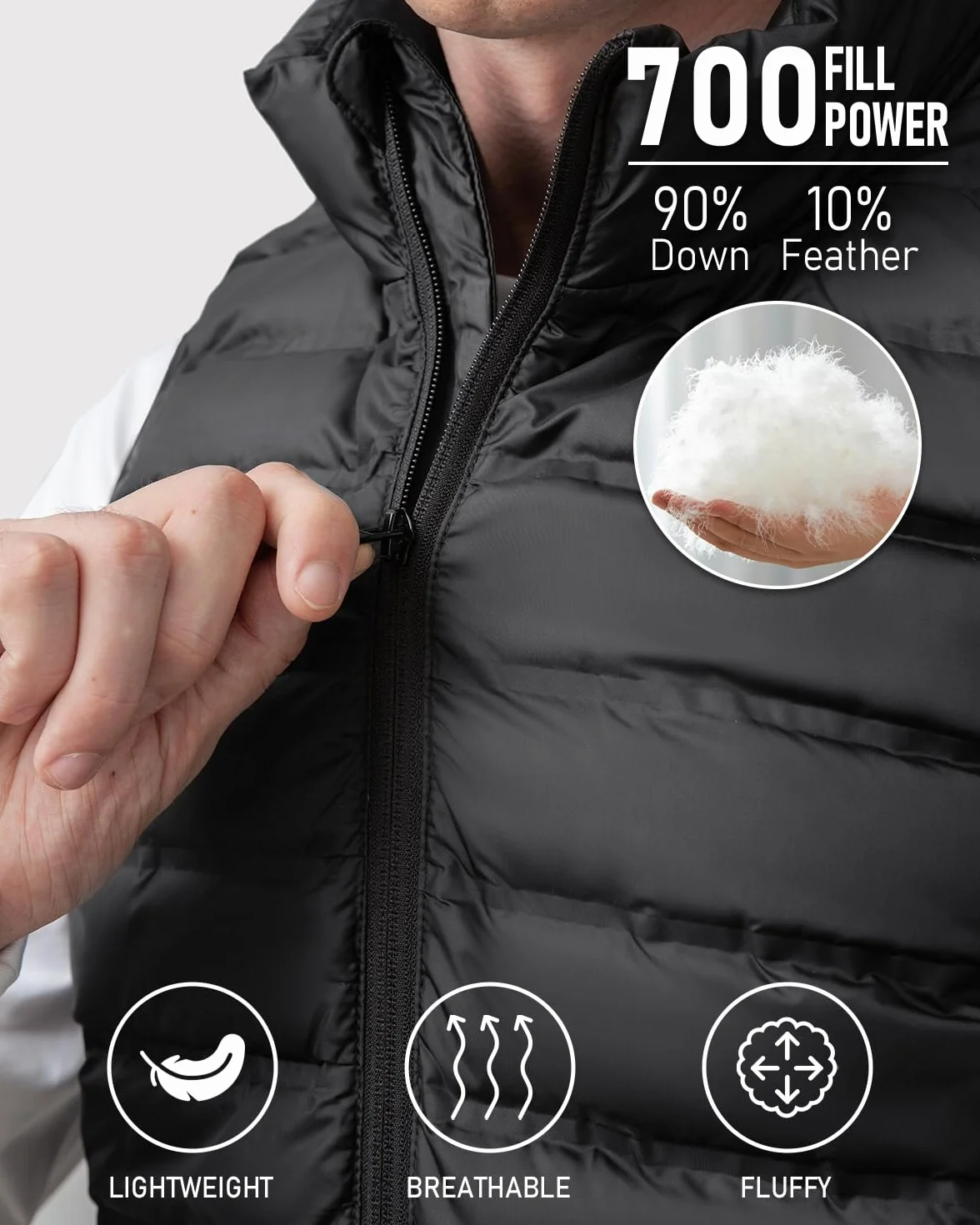 LABCOOL Chaleco Térmico de Plumón con Batería 7,4V 25000mAh,Chaleco Calefactable,chaqueta calefactable hombre mujer, 3 Niveles de Calefacción,6 zonas calefactable,Ropa de Invierno para Exteriores