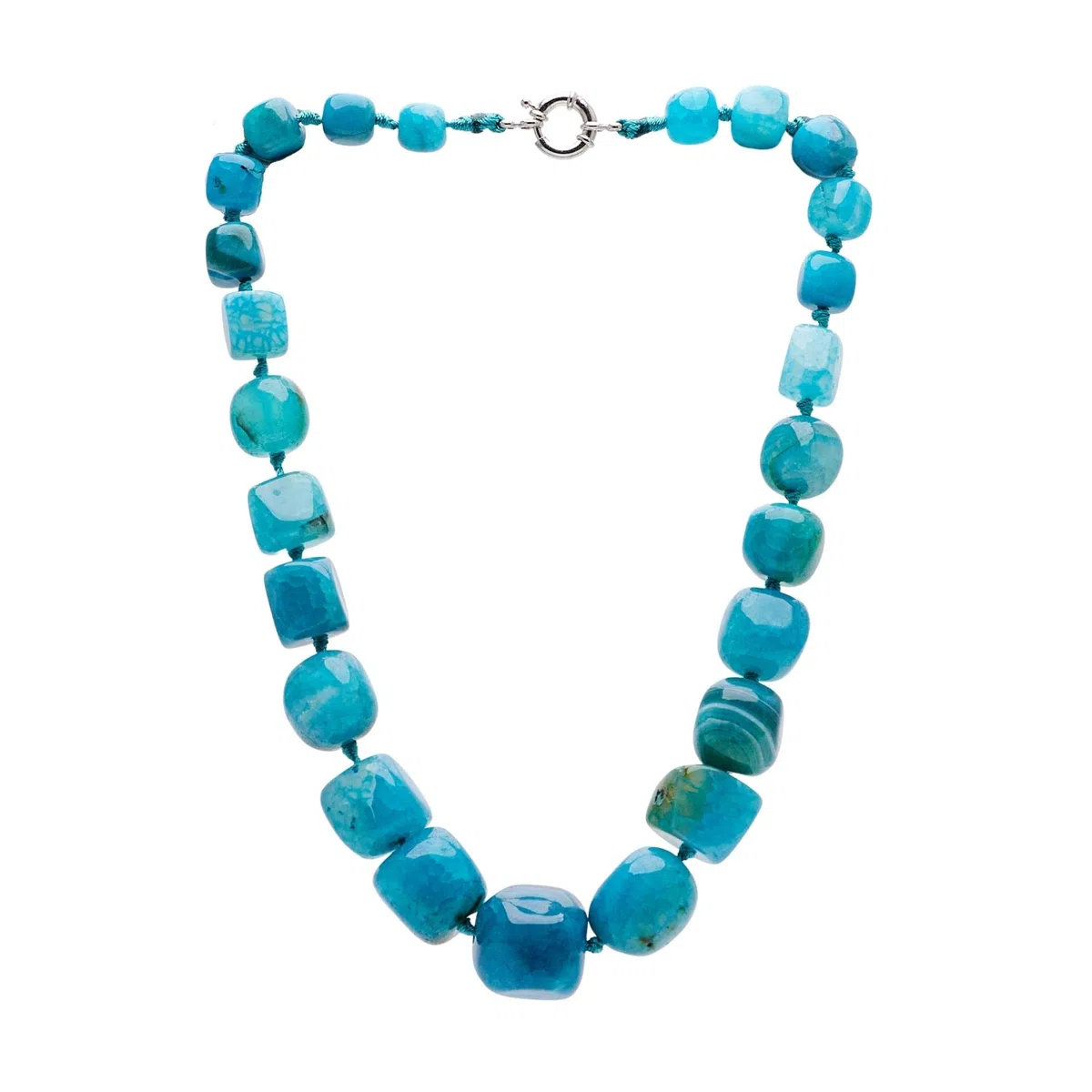 Treasure Bay Collar para mujer con cuentas de piedras preciosas naturales, collar hecho a mano, 48 cm, Gema, Perla