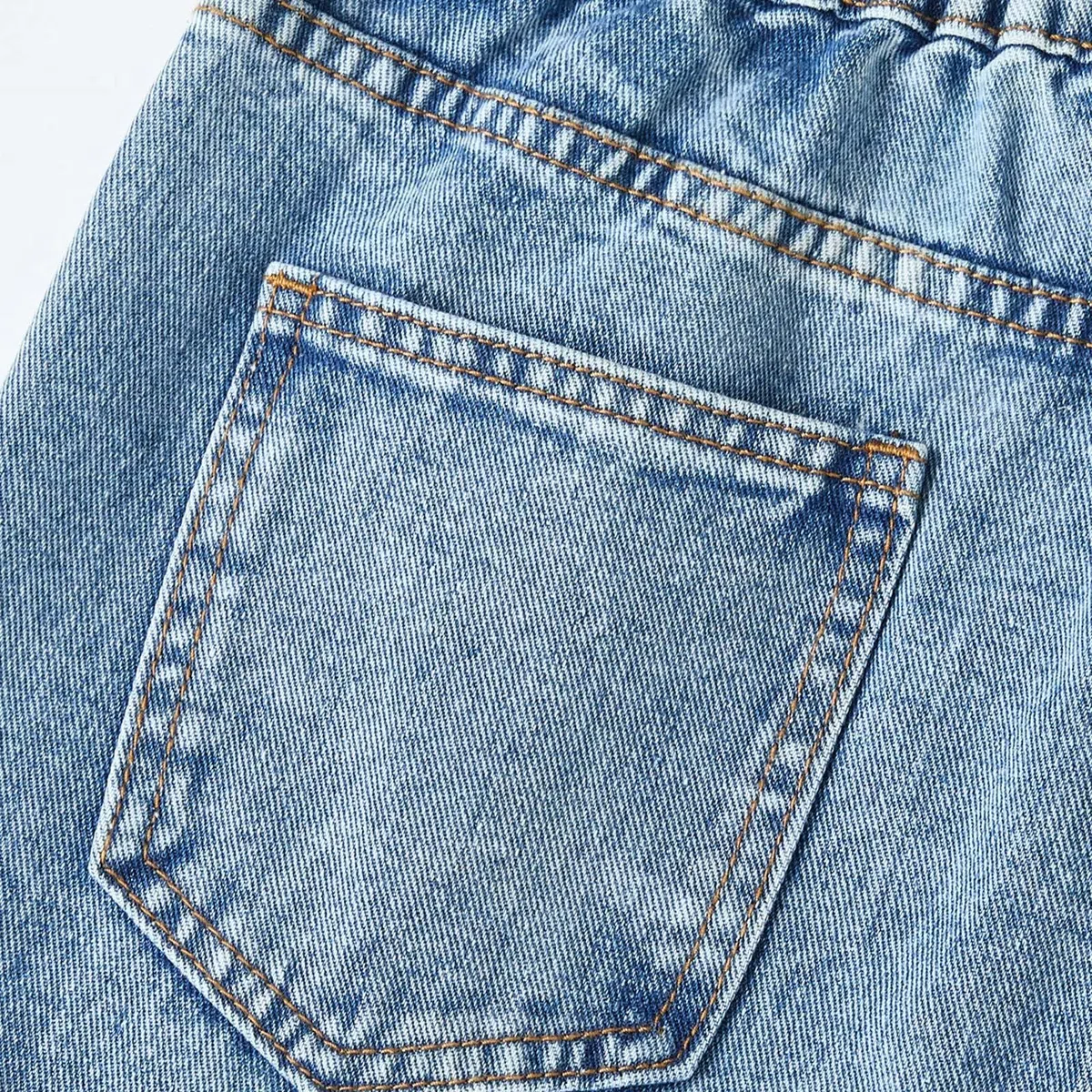 Vaqueros elásticos para niño Lavable y fácil cuidado Vaqueros de pierna recta Lavado clásico duradero Jeans estilo Y2K Apto para uso escolar Corte amplio sin apretar Calidez y transpirabilidad