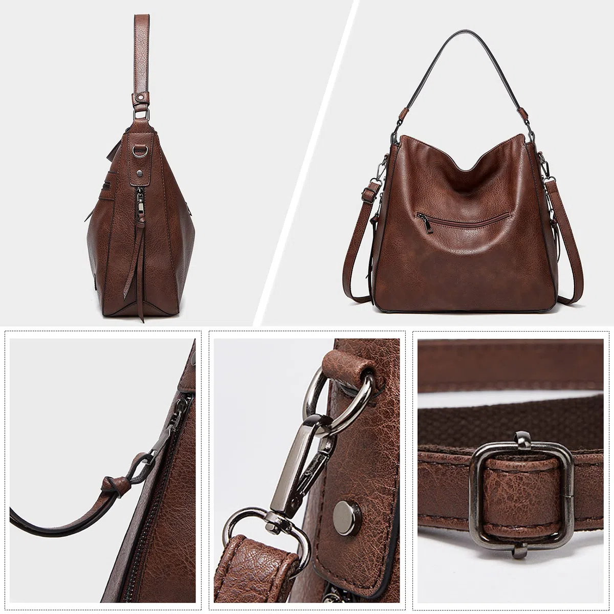 FANDARE Bolso Hombro Mujer Tote Bandolera Shoppers Bolso Hombro Mano Gran Portátiles 12.9 Pulgadas Mochila Impermeable PU Cuero Compra Señora para Viaje Trabajo Escuela Compras Bag