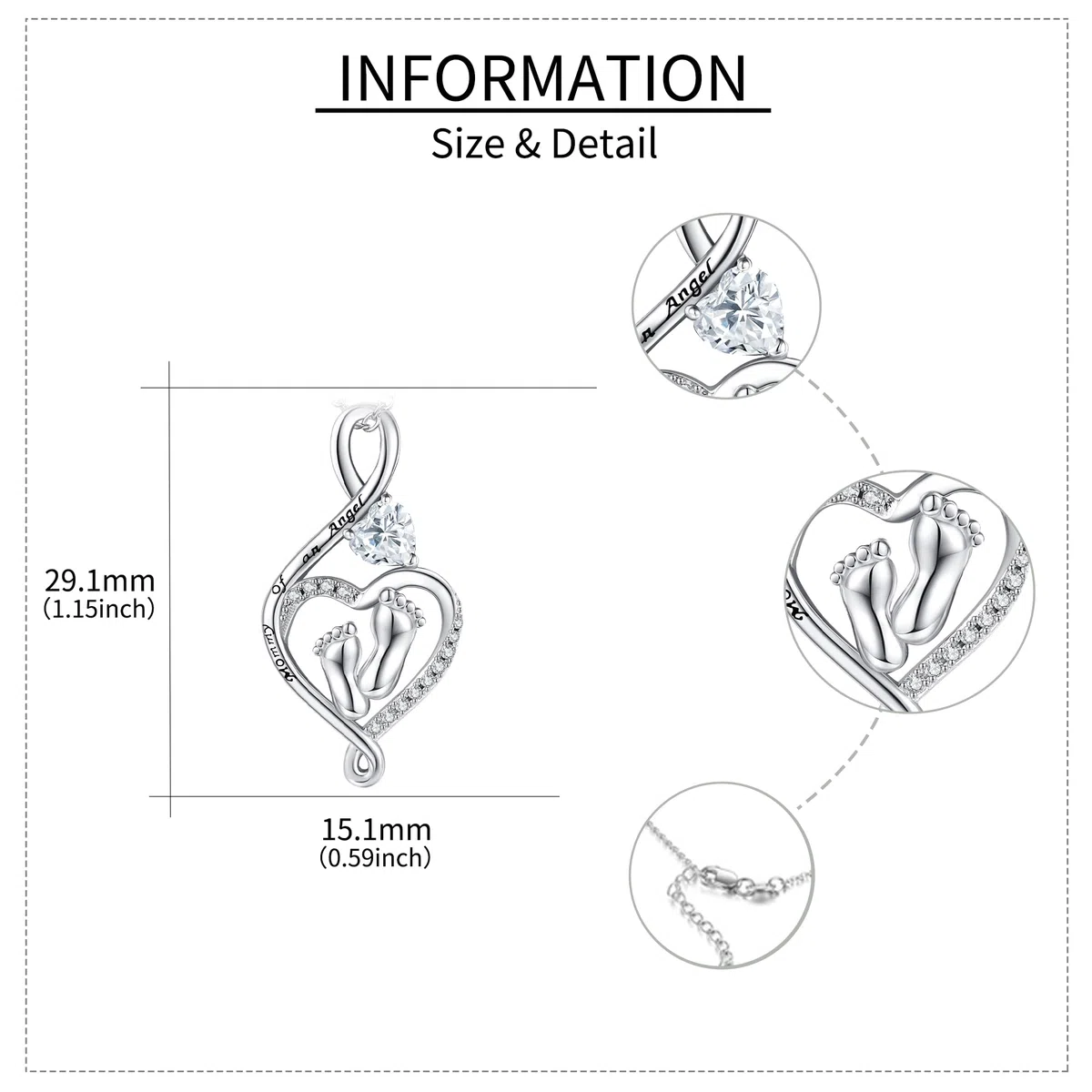 Collar de plata de ley con colgante de mamá de un ángel con pies de bebé, pérdida del embarazo, joyería conmemorativa para mujer, Plata esterlina