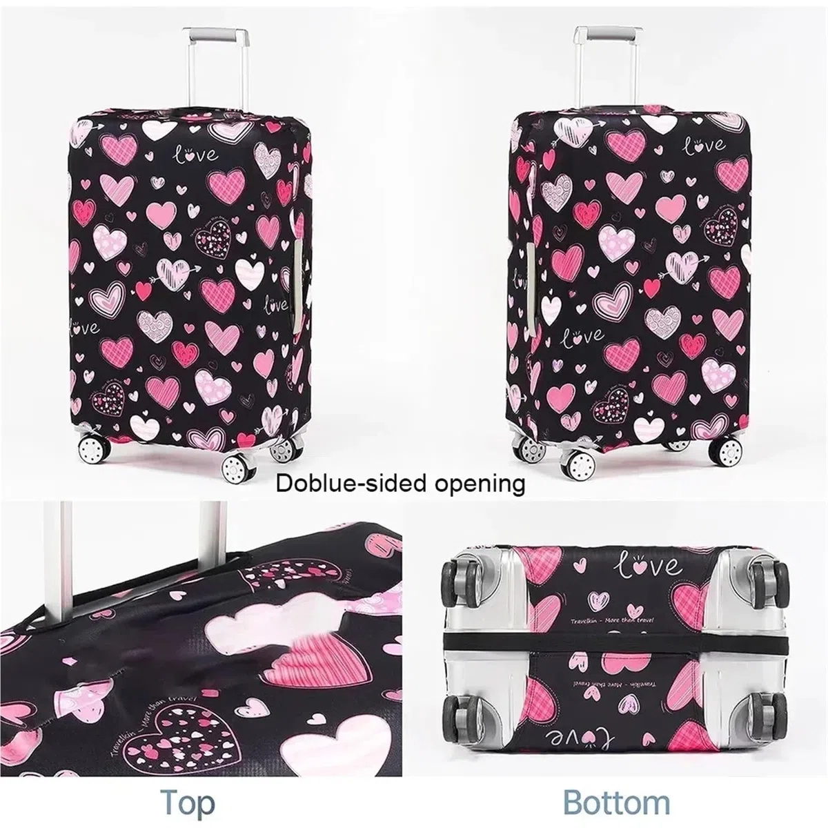 2 uds Cubierta de Equipaje Compartimiento Tela elástica Protector Maleta Polvo for Estuche De Viaje para Maletas(Marble,L)